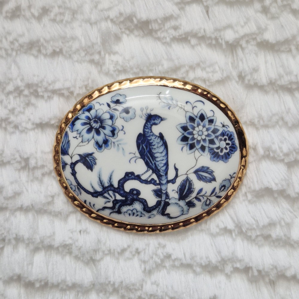 Vintage Aynsley Peacock Floral Brooch Pin - Picture 2 of 5